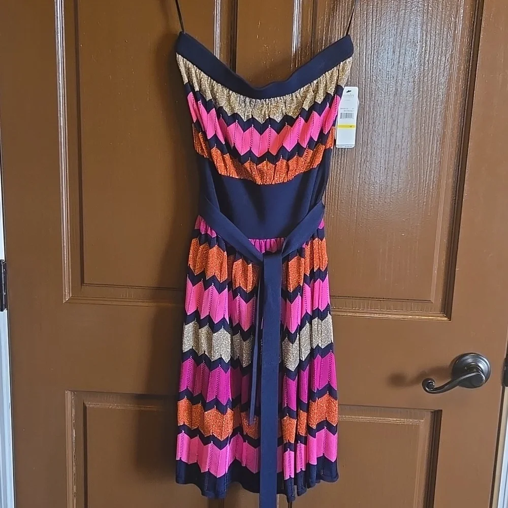 Laundry-Navy multi strapless knit dress Size M. NWT. - Picture 13 of 13